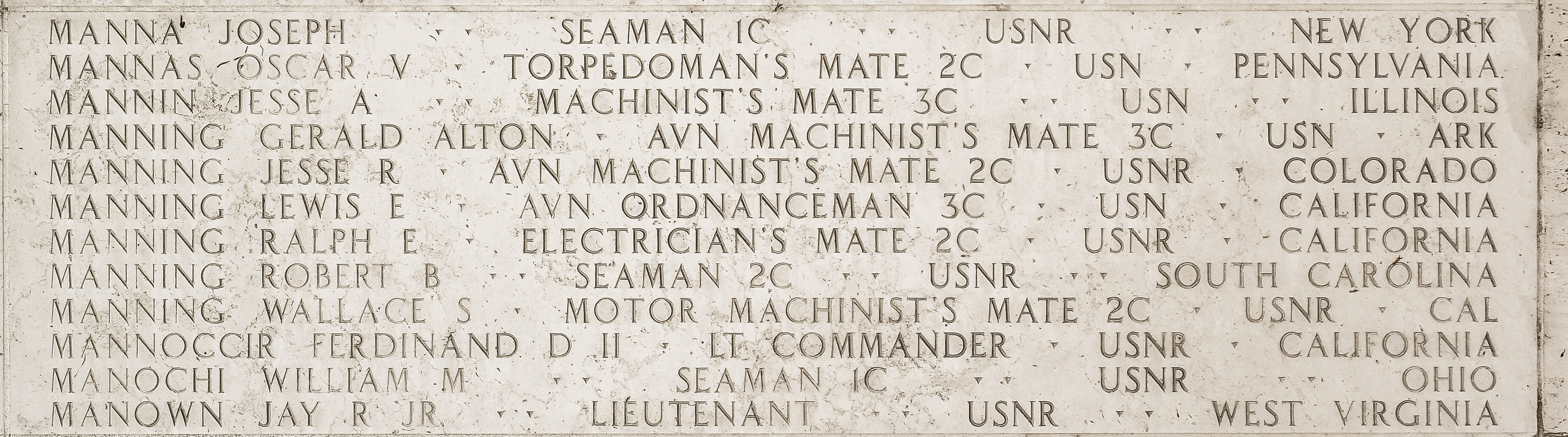 Robert B. Manning, Seaman Second Class